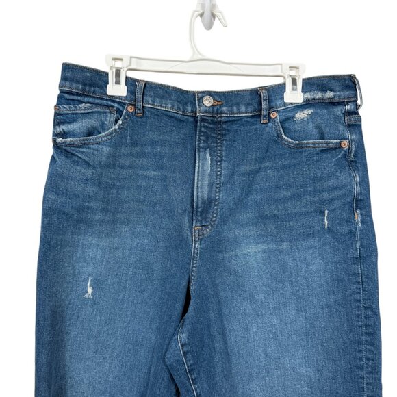 Express 90s Wide Leg Jeans Womens 16S 16 Short Blue Distressed Raw Hem High Rise - Picture 6 of 9